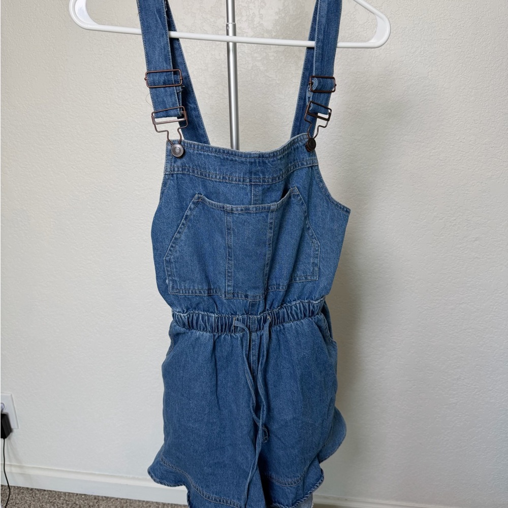 Altar'd State Blue Denim Short Overalls